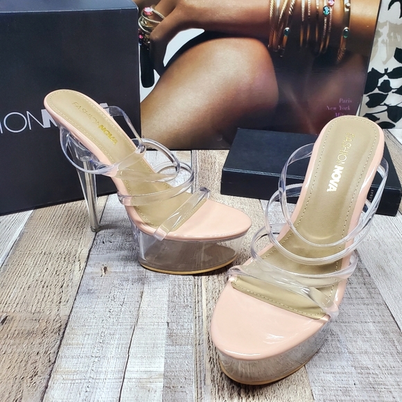 FASHION NOVA | Have A Taste (Snack) Extreme Platform Mules in Clear Nude sz 7 - Picture 2 of 12